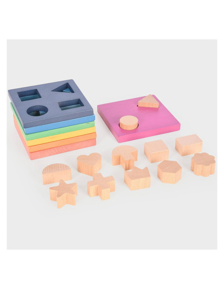 TIK-73532,Shape Stacker, placi din lemn cu forme pentru sortat