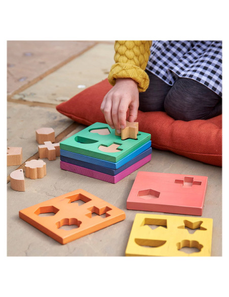 TIK-73532,Shape Stacker, placi din lemn cu forme pentru sortat