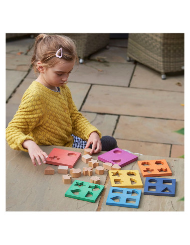 TIK-73532,Shape Stacker, placi din lemn cu forme pentru sortat