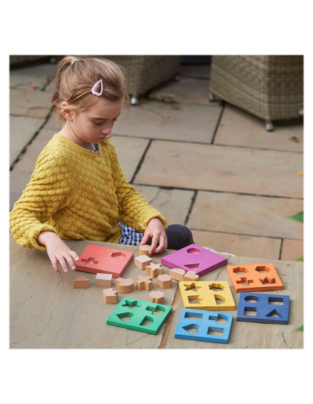 TIK-73532,Shape Stacker, placi din lemn cu forme pentru sortat