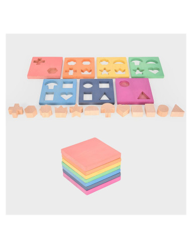 TIK-73532,Shape Stacker, placi din lemn cu forme pentru sortat