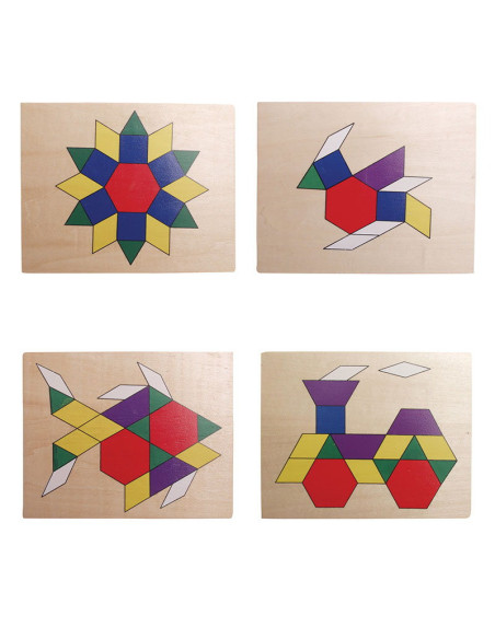 VIG50029,Set mozaic din lemn Tangram cu modele