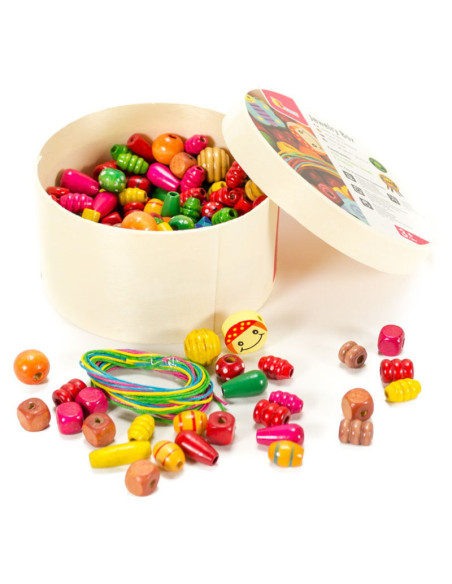 VIG56001,Margele de insirat din lemn, 210 buc., Viga Toys