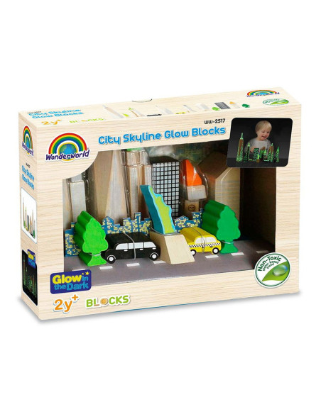 WW-2517,Glow City, cladiri fosforescente din lemn, Wonderworld