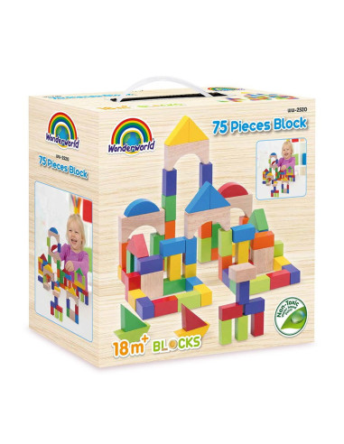 WW-2520,Cuburi constructie din lemn, 75 piese, Wonderworld