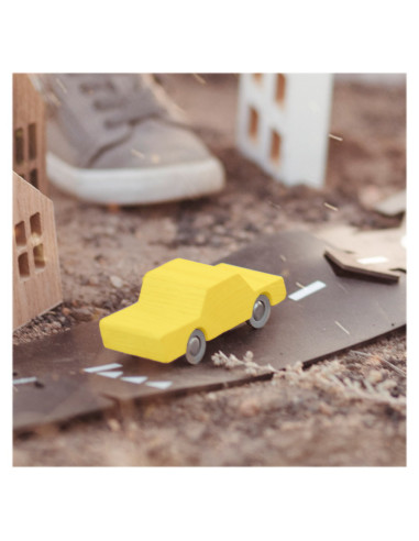 WTP-1HW-6,Masinuta handmade din lemn, Waytoplay, galbena