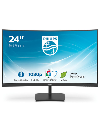 MONITOR  Philips 23.6 inch, home | office, VA, Full HD (1920 x 1080), Wide | curbat, 250 cd mp, 4 ms, HDMI | VGA, "241E1SC 00" (