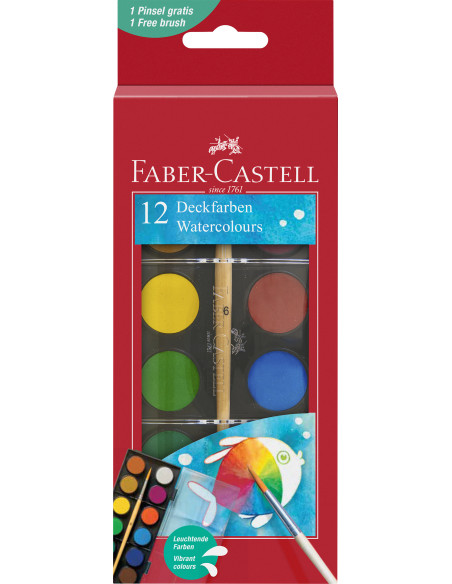 FC125017,Acuarele 12 culori 24mm + pensula 2023 faber-castell FC125017,Acuarele 12 culori 24mm + pensula 2023 faber-castell