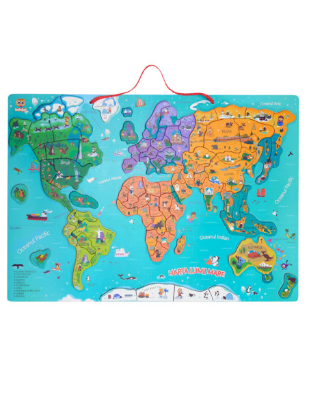 BUF003,Harta lumii mare - puzzle magnetic (lb.romana)