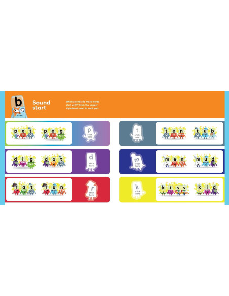 9781802630732,Carticica cu activitati Alphablocks - Lipesc, ma joc & invat