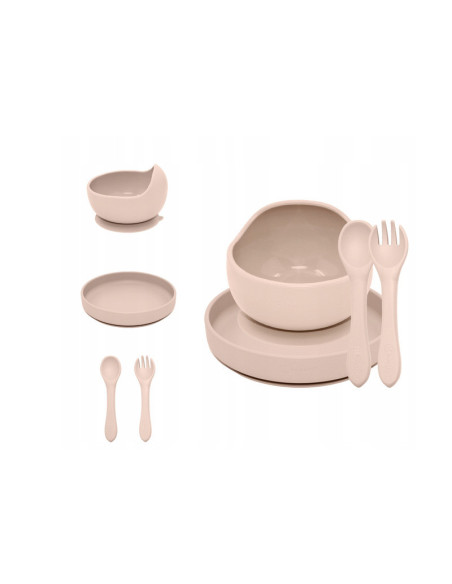 BN-PachetMasaBej_1,Petite&Mars - Set de hranire, Cu farfurie, Bol si tacamuri, Din silicon fara BFA, Bej BN-PachetMasaBej_1,Petite&Mars - Set de hranire, Cu farfurie, Bol si tacamuri, Din silicon fara BFA, Bej