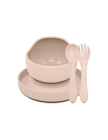 BN-PachetMasaBej_1,Petite&Mars - Set de hranire, Cu farfurie, Bol si tacamuri, Din silicon fara BFA, Bej BN-PachetMasaBej_1,Petite&Mars - Set de hranire, Cu farfurie, Bol si tacamuri, Din silicon fara BFA, Bej