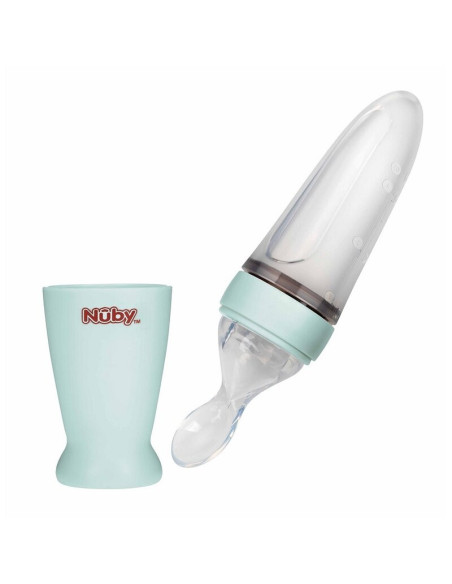 BN-NV05001GREEN,Nuby - Lingurita cu rezervor, Din silicon, 90 ml, 3 luni+, Verde