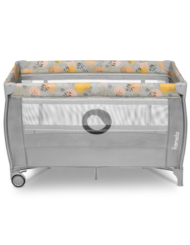 BN-LO-STEFI_PLUS_PINK_YELLOW,Lionelo - Patut pliant cu doua nivele, Stefi Plus, Cu intrare laterala cu fermoar, 2 roti, 120 x 60