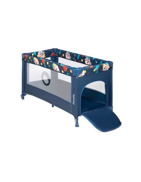 BN-LO-STEFI_BLUE_NAVY_resigilat,Lionelo - Patut pliant cu un nivel Stefi, Cu intrare laterala cu fermoar, 2 roti, 120x60 cm, Con