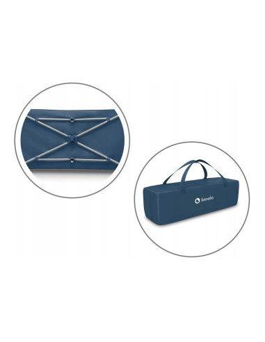 BN-LO-STEFI_BLUE_NAVY_resigilat,Lionelo - Patut pliant cu un nivel Stefi, Cu intrare laterala cu fermoar, 2 roti, 120x60 cm, Con