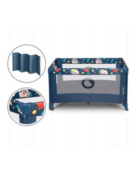 BN-LO-STEFI_BLUE_NAVY_resigilat,Lionelo - Patut pliant cu un nivel Stefi, Cu intrare laterala cu fermoar, 2 roti, 120x60 cm, Con