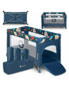 BN-LO-STEFI_BLUE_NAVY_resigilat,Lionelo - Patut pliant cu un nivel Stefi, Cu intrare laterala cu fermoar, 2 roti, 120x60 cm, Con