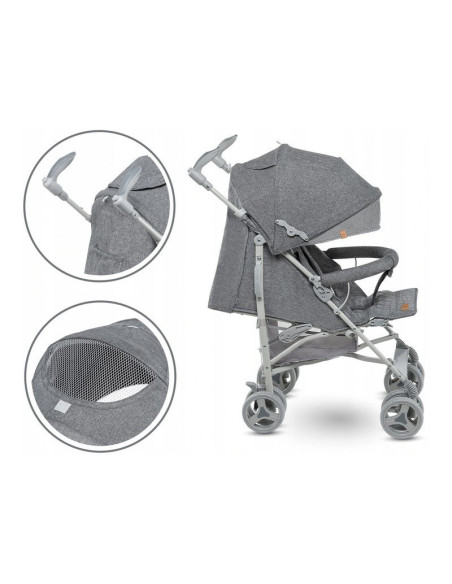 BN-LO-IRMA_GREY/DARKGREY_resigilat,Lionelo - Carucior sport Irma, Cu husa de picioare, Cu plasa de tantari, Conform cu standardu