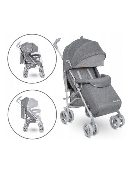 BN-LO-IRMA_GREY/DARKGREY_resigilat,Lionelo - Carucior sport Irma, Cu husa de picioare, Cu plasa de tantari, Conform cu standardu