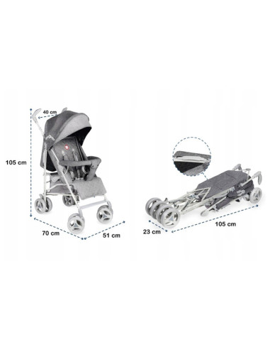 BN-LO-IRMA_GREY/DARKGREY_resigilat,Lionelo - Carucior sport Irma, Cu husa de picioare, Cu plasa de tantari, Conform cu standardu