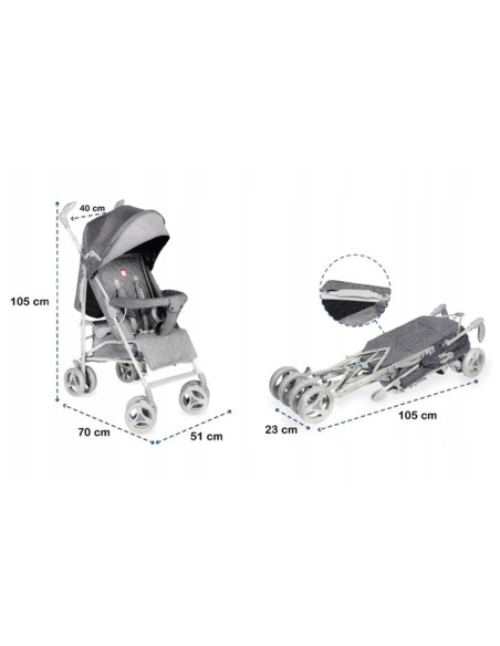 BN-LO-IRMA_GREY/DARKGREY_resigilat,Lionelo - Carucior sport Irma, Cu husa de picioare, Cu plasa de tantari, Conform cu standardu