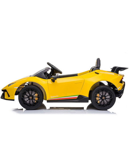 ELKLAHU23YE,Masinuta electrica Chipolino Lamborghini Huracan yellow cu scaun din piele si roti EVA