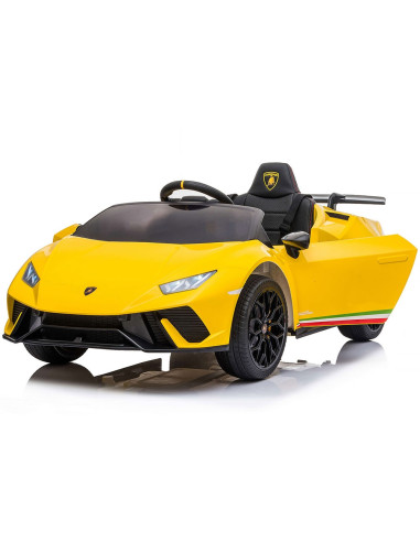 ELKLAHU23YE,Masinuta electrica Chipolino Lamborghini Huracan yellow cu scaun din piele si roti EVA