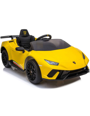 ELKLAHU23YE,Masinuta electrica Chipolino Lamborghini Huracan yellow cu scaun din piele si roti EVA