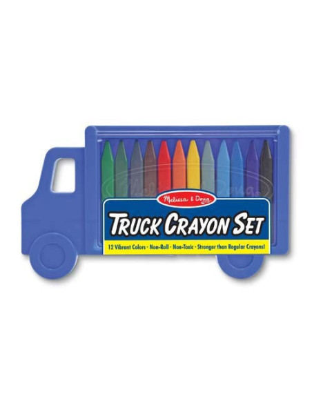 MD4159,Set creioane colorate triunghiulare Truck Melissa and Doug 12 buc