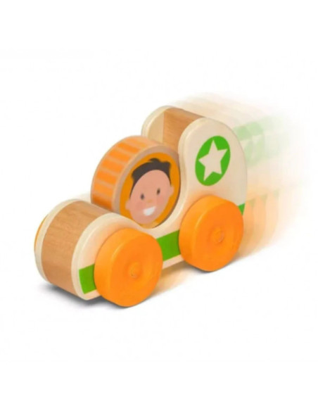 MD30748,Masinuta din lemn Green Star colectia GO TOTs