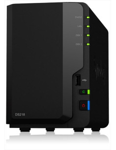 DS218,NAS SYNOLOGY, tower, HDD x 2, capacitate maxima 32 TB, memorie RAM 2 GB, RJ-45 (Gigabit), porturi USB 2.0 | USB 3.0 x 2, "
