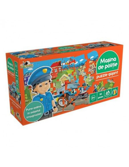 Puzzle Gigant Noriel: Masina de politie, 30 piese,NOR3928