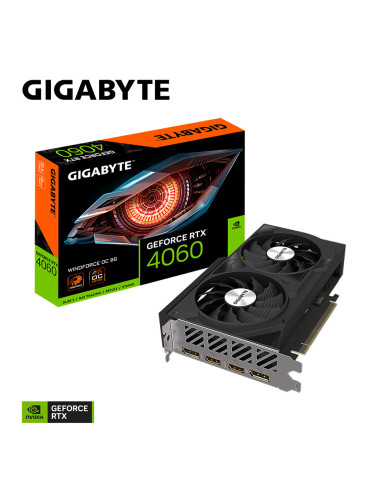 GV-N4060WF2OC-8GD,Gigabyte GeForce RTX 4060 WINDFORCE OC 8G, GeForce RTX 4060, 8 Giga Bites, GDDR6, 128 bit, 7680 x 4320 Pixel, 