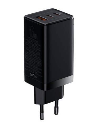 CCGP050101,INCARCATOR RETEA Baseus GaN3 Pro, Quick Charge 65W, 2 x USB Type-C Output 5V/3A, 1 x USB Output 5V/3A, include cablu 