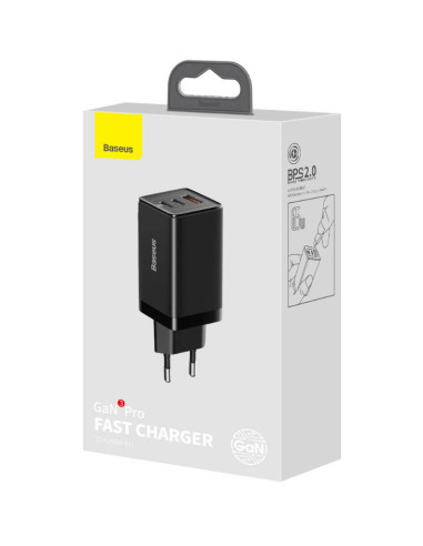 CCGP050101,INCARCATOR RETEA Baseus GaN3 Pro, Quick Charge 65W, 2 x USB Type-C Output 5V/3A, 1 x USB Output 5V/3A, include cablu 
