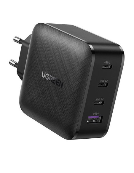 70774,INCARCATOR retea Ugreen, "CD104" Quick Charge 3.0 65W, 3 x USB Type-C 5V/3A, 1 x USB 5V/3A, negru "70774" (timbru verde 0.