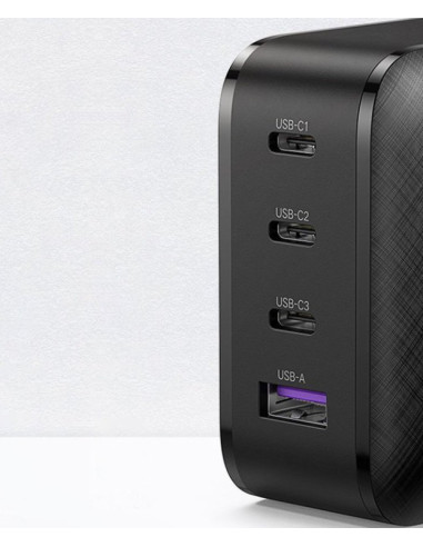 70774,INCARCATOR retea Ugreen, "CD104" Quick Charge 3.0 65W, 3 x USB Type-C 5V/3A, 1 x USB 5V/3A, negru "70774" (timbru verde 0.