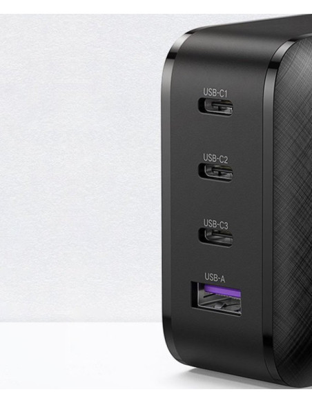 70774,INCARCATOR retea Ugreen, "CD104" Quick Charge 3.0 65W, 3 x USB Type-C 5V/3A, 1 x USB 5V/3A, negru "70774" (timbru verde 0.