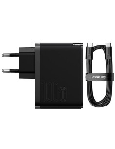 CCGP090201,INCARCATOR retea Baseus GaN5 Pro, Quick Charge 100W, 1 x USB, 1 x USB Type-C, include cablu USB Type-C la USB Type-C 
