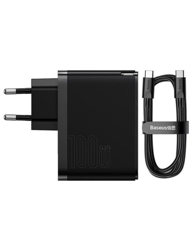 CCGP090201,INCARCATOR retea Baseus GaN5 Pro, Quick Charge 100W, 1 x USB, 1 x USB Type-C, include cablu USB Type-C la USB Type-C 