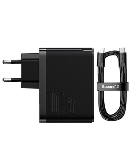 CCGP090201,INCARCATOR retea Baseus GaN5 Pro, Quick Charge 100W, 1 x USB, 1 x USB Type-C, include cablu USB Type-C la USB Type-C 