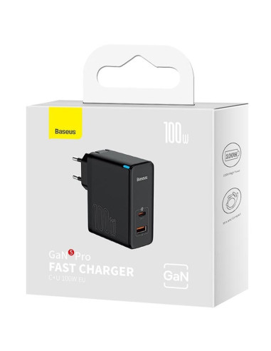 CCGP090201,INCARCATOR retea Baseus GaN5 Pro, Quick Charge 100W, 1 x USB, 1 x USB Type-C, include cablu USB Type-C la USB Type-C 