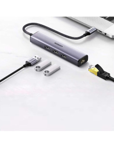 60554,ADAPTOR RETEA Ugreen, "cm475" extern, USB 3.0 (T) la port Gigabit RJ-45, porturi USB: USB 3.0 x 3, USB Type-C x 1, arginti