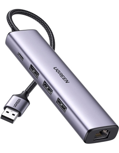 60554,ADAPTOR RETEA Ugreen, "cm475" extern, USB 3.0 (T) la port Gigabit RJ-45, porturi USB: USB 3.0 x 3, USB Type-C x 1, arginti