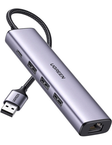 60554,ADAPTOR RETEA Ugreen, "cm475" extern, USB 3.0 (T) la port Gigabit RJ-45, porturi USB: USB 3.0 x 3, USB Type-C x 1, arginti