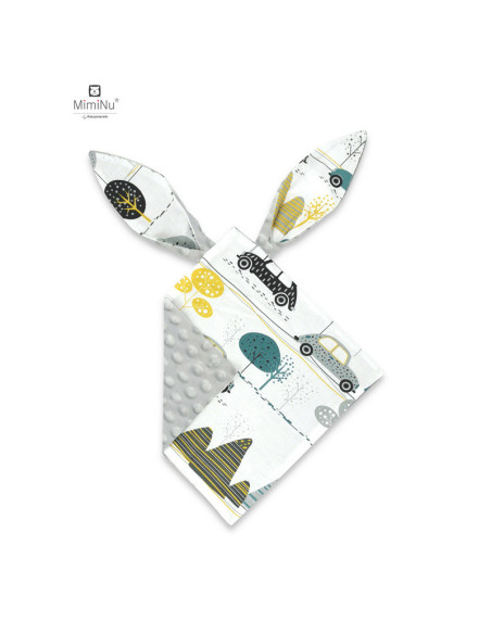 BN-6426972019392,MimiNu - Jucarie textila senzoriala, Moale, Cu doua fete, 30 x 30 cm, Din tesatura Minky si bumbac, Materiale c