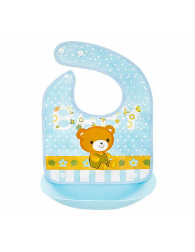 BN-BOC0563,Bocioland - Baveta impermeabila cu buzunar detasabil, Dimensiune 21x21 cm, Bear