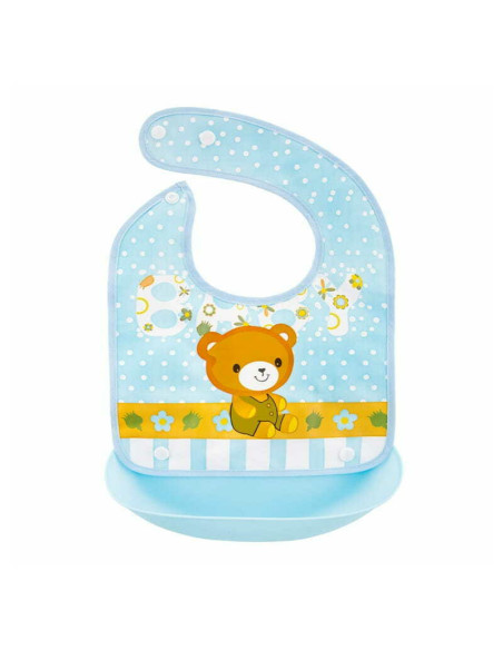 BN-BOC0563,Bocioland - Baveta impermeabila cu buzunar detasabil, Dimensiune 21x21 cm, Bear