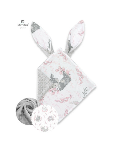 BN-6426972020220,MimiNu - Jucarie textila senzoriala, Moale, Cu doua fete, 30 x 30 cm, Din tesatura minky si bumbac, Materiale c